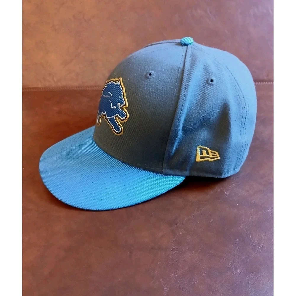 Era Detroit Lions Sz 7 3/8 Fitted Cap Hat NFL Football RARE GrayBLUE Color #1588